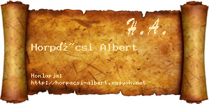 Horpácsi Albert névjegykártya